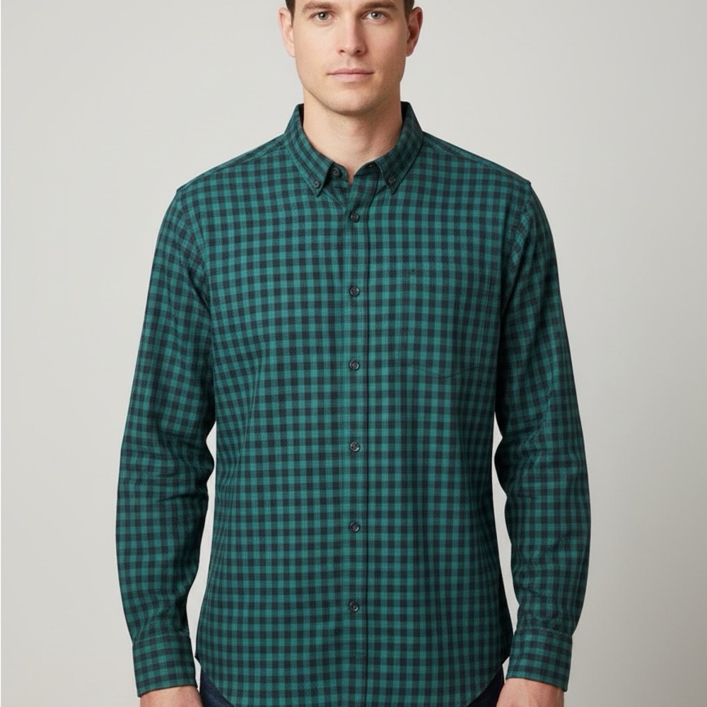 Van Heusen Men's Teal Plaid Button Down Shirt